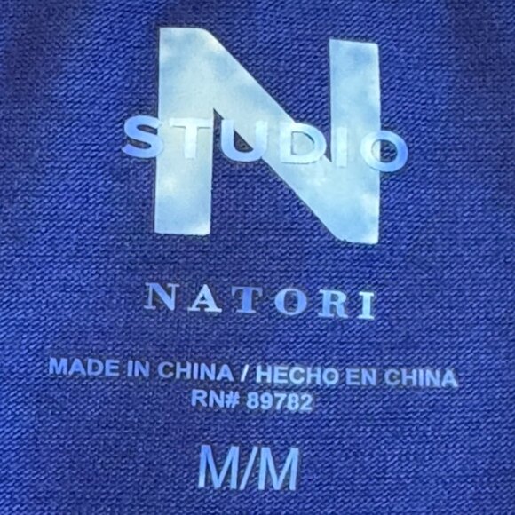 Natori Tee Shirt NWT V-Neck with Cap Sleeve Royal Blue with Pink Multi Piping  M - Picture 4 of 6